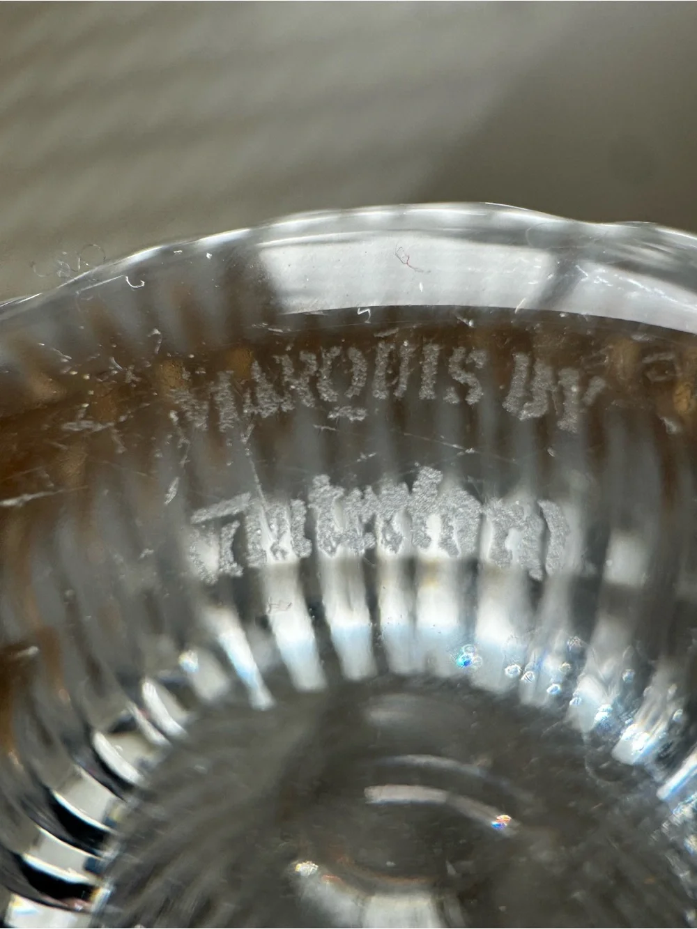 Marquis by Waterford Crystal Vase Gold Rim Optic Cut Flared Vintage